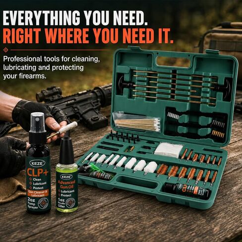 Keze Gun Cleaning Kit for Pistols Rifle Shotgun with Gun Oil and Cleaner in Kuwait