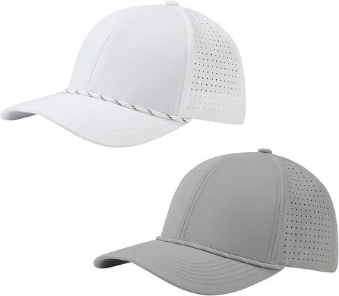 UPF 50+ Performance Water Resistant Baseball Cap Laser Cut Mesh Snapback Hat for Men Women 2 Pack SH01 in Kuwait