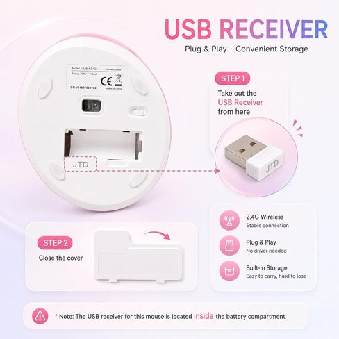 J-Tech ماوس رأسي لاسلكي رقمي مريح للأيدي الصغيرة مع جهاز إرسال واستقبال USB نانو، بطارية AA، 3 نقطة في البوصة، متوافق مع ماك والكمبيوتر الشخصي، وردي [V628M-2.4GP] in Kuwait
