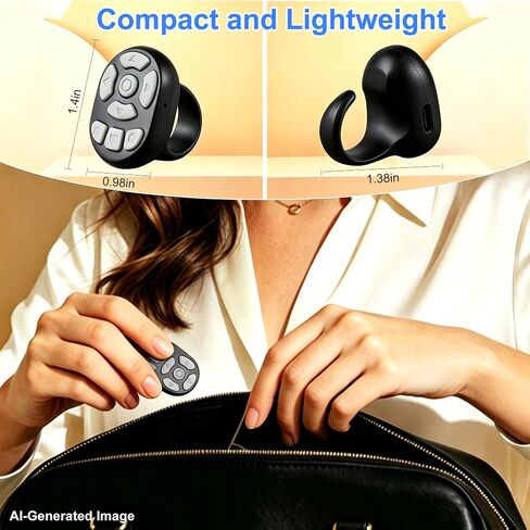 Finger Ring Mouse Mini Wearable Bluetooth Remote Control Scrolling Ring Thumb Mouse Travel Portable Wireless Handheld Air Mouse for Smartphone iPad Tablet for Page Turn Watch Video Take Photo, Black in Kuwait