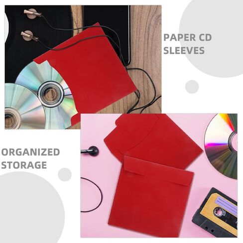 10pcs Red Paper DVD Storage Sleeves for CD and DVD Organized Storage Portable Disc Cases Envelopes for Binders and Advertising Materials in Kuwait