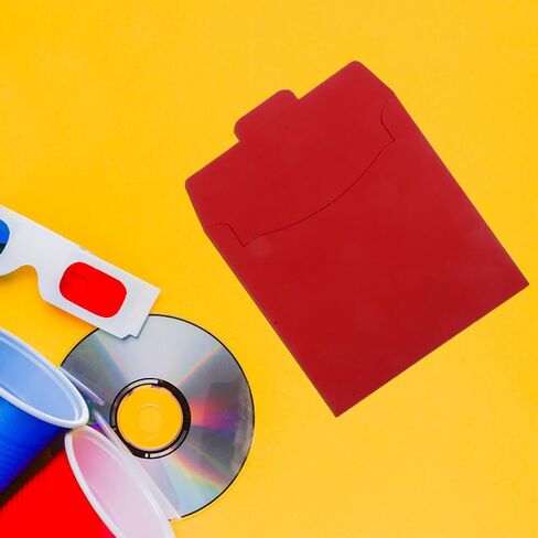 10pcs Red Paper DVD Storage Sleeves for CD and DVD Organized Storage Portable Disc Cases Envelopes for Binders and Advertising Materials in Kuwait