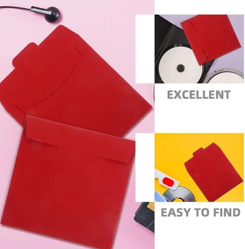10pcs Red Paper DVD Storage Sleeves for CD and DVD Organized Storage Portable Disc Cases Envelopes for Binders and Advertising Materials in Kuwait