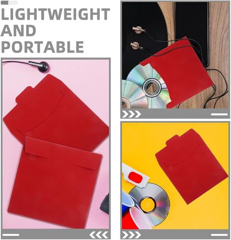 10pcs Red Paper DVD Storage Sleeves for CD and DVD Organized Storage Portable Disc Cases Envelopes for Binders and Advertising Materials in Kuwait