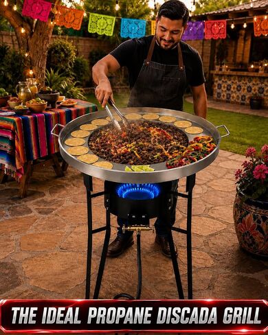23" Stainless Steel Concave Comal Set with High Pressure Propane Stove-150,000 BTU-Stir Fry Wok-Discada Grill Pan Mexican Style-Fire Disc-Ideal for Home & Commercial in Saudi Arabia