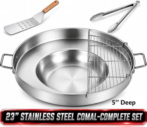 23" Stainless Steel Concave Comal Set with High Pressure Propane Stove-150,000 BTU-Stir Fry Wok-Discada Grill Pan Mexican Style-Fire Disc-Ideal for Home & Commercial in Saudi Arabia
