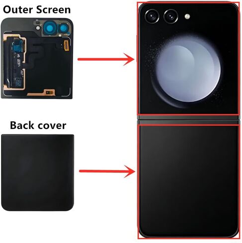 Original 3.4" AMOLED 60Hz Z Flip5 Outer Screen Replacement OEM Touch Digitizer Assembly for Samsung Galaxy Z Flip5 5G SM-F731U SM-F731U1 Secondary Display with Repair Tools Kit, Back Cover, Adhesive in Saudi Arabia