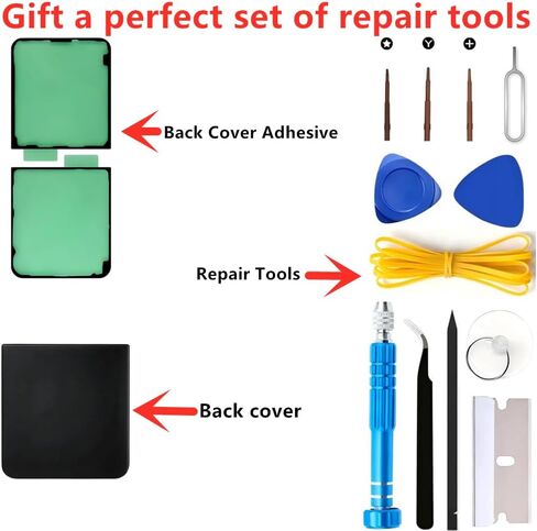 Original 3.4" AMOLED 60Hz Z Flip5 Outer Screen Replacement OEM Touch Digitizer Assembly for Samsung Galaxy Z Flip5 5G SM-F731U SM-F731U1 Secondary Display with Repair Tools Kit, Back Cover, Adhesive in Saudi Arabia
