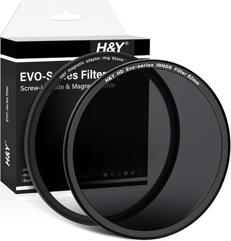 H&Y EVO 82mm ND1000 Lens Filter, Magnetic & Screw 2-in-1 (10-Stop) | 82mm, ND1000 (10-Stop), HD Glass, 22-Layer Nano Coating, Magnetic 2-in-1, Long Exposure in Kuwait