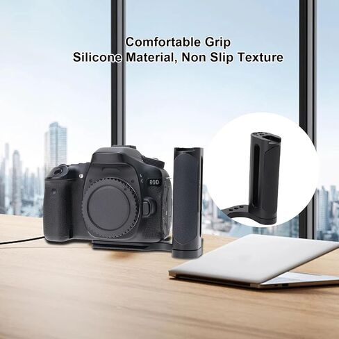 Aluminum Side Handle Grip, Side Grip & L Bottom Plate, 1/4 Inch Thread Hole Top Cold Shoe Mount, Ergonomic Design, Universal Left Handle for Mirrorless DSLR Camera in Kuwait