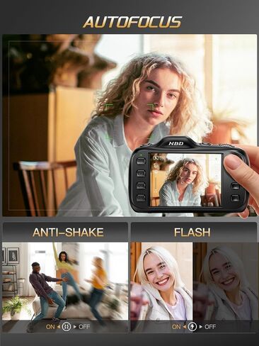 كاميرا رقمية True 4K بدقة 64 ميجابكسل للأطفال والمراهقين - تكبير 16X، تركيز تلقائي، وضع ماكرو، مضاد للاهتزاز، وضع التجميل، بطاقة 32 جيجابايت، كاميرات تسجيل فيديو مدمجة للتصوير الفوتوغرافي والفيديو (أسود) in Kuwait
