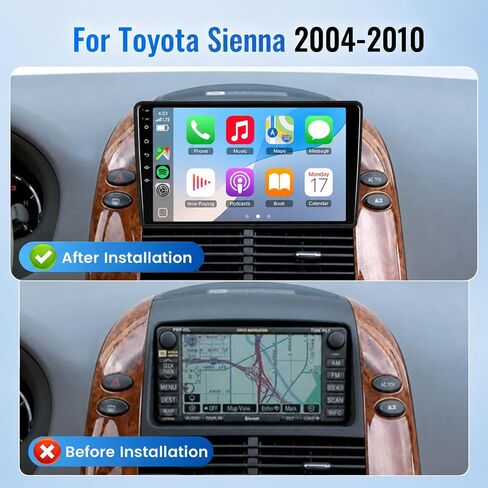 Car Radio for Toyota Sienna 2004-2010 with Qualcomm 8 Core 4G+64G 5G WiFi, 9" 1280P QLED Touch Screen Car Stereo Wireless Carplay Android Auto GPS DSP Bluetooth5.0 Camera, Support J.B.L & Big Screen in Saudi Arabia