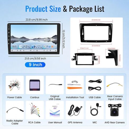 Car Radio for Toyota Sienna 2004-2010 with Qualcomm 8 Core 4G+64G 5G WiFi, 9" 1280P QLED Touch Screen Car Stereo Wireless Carplay Android Auto GPS DSP Bluetooth5.0 Camera, Support J.B.L & Big Screen in Saudi Arabia