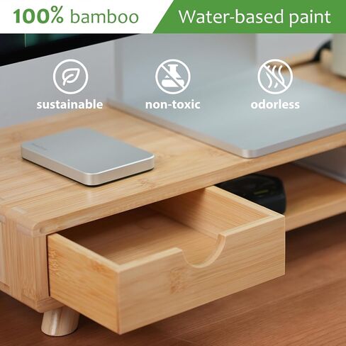Bamboo Monitor Stand Riser with Drawer in Saudi Arabia