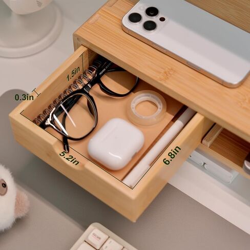 Bamboo Monitor Stand Riser with Drawer in Saudi Arabia