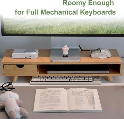 Bamboo Monitor Stand Riser with Drawer in Saudi Arabia