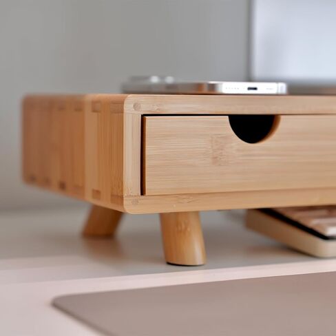 Bamboo Monitor Stand Riser with Drawer in Saudi Arabia