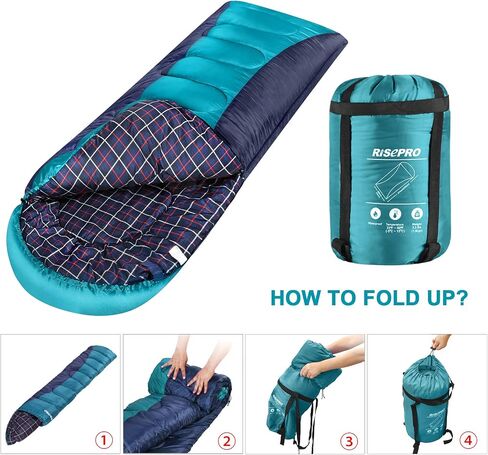 Flannel Sleeping Bag Lightweight, Portable, Waterproof 3-4 Seasons Warm Cold Weather Sleeping Bag for Adults & Kids - Indoor & Outdoor: Camping, Backpacking, Hiking in Saudi Arabia