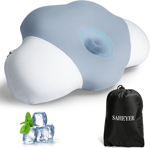 SAHEYER Memory Foam Camping Pillow, Upgraded Lengthened Travel Pillows for Sleeping, Cervical Neck Support Camping Gear Accessories - Small Pillow Travel Essentials for Sleep, Backpack, Hammock, Grey in Saudi Arabia