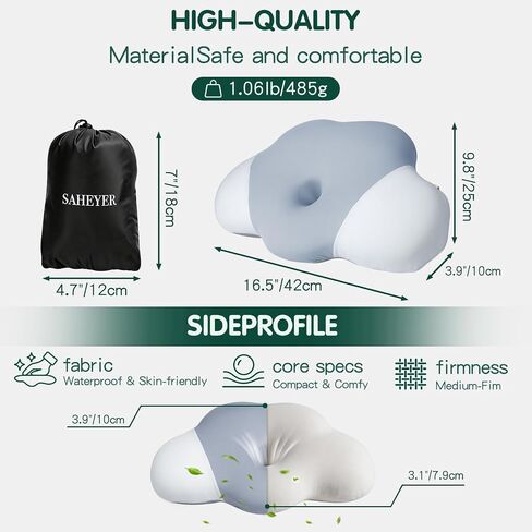 SAHEYER Memory Foam Camping Pillow, Upgraded Lengthened Travel Pillows for Sleeping, Cervical Neck Support Camping Gear Accessories - Small Pillow Travel Essentials for Sleep, Backpack, Hammock, Grey in Saudi Arabia
