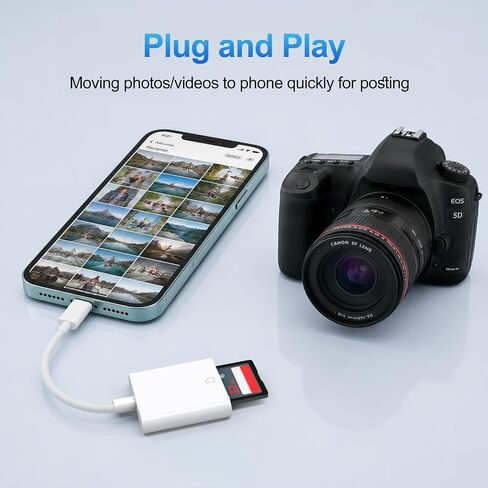 Camera Adapter to iPhone USB C, SD SDHC SDXC Card Reader to USBC, White in Kuwait
