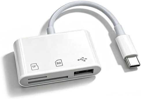 USB C SD Card Reader, Type C 3 in 1 Port, SD/MicroSD, White in Kuwait