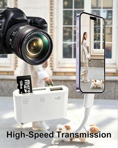 USB C SD Card Reader, Type C 3 in 1 Port, SD/MicroSD, White in Kuwait