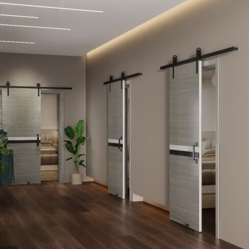 24" x 80" Melamine Integrated Door Panel with Sliding Track Kit and Handle in Kuwait