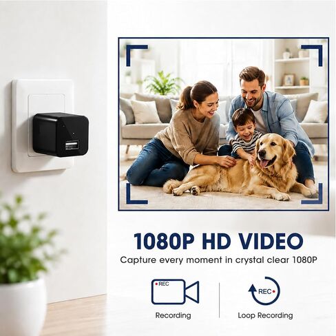 كاميرا تجسس مخفية USB شاحن HD 1080P Mini Nanny Cam بدون WiFi in Kuwait