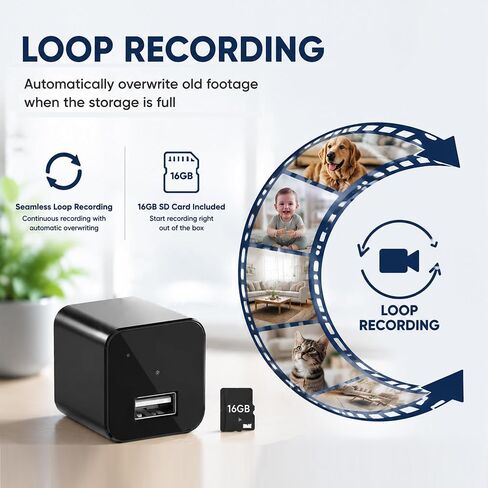 كاميرا تجسس مخفية USB شاحن HD 1080P Mini Nanny Cam بدون WiFi in Kuwait