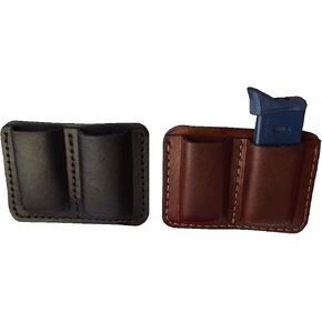 J&J Custom Premium Leather 380 380 Cal Single Stack Double Magazine Carrier Holder Holster W/Belt Clip in Saudi Arabia