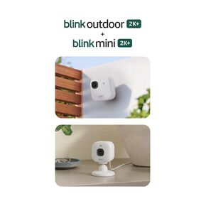 Blink Outdoor 2K+ and Mini 2K+ (newest model) — Wireless and plug-in 2K resolution smart security cameras, Sync Module Core included — 3 Cameras (White) in Saudi Arabia