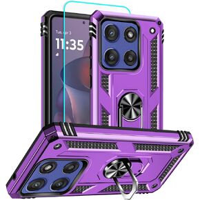 HNHYGETE for Motorola Edge 2025 Case with Screen Protector: 360°Grade Rotatable Kickstand (Non-Slip) Military-Grade Drop and Shock Protection - Case for Moto Edge 2025 (Blue) in Saudi Arabia