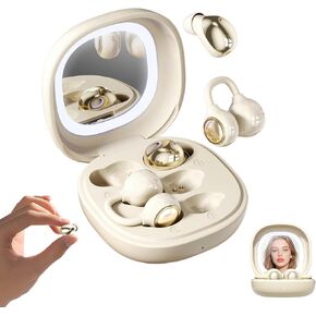 2-in-1 Earbuds Set with Makeup Mirror, Invisible Sleep Earbuds & Open-Ear Clip On Headphones, Bluetooth 5.4, 48H Playtime, ENC Mic, IPX5 Waterproof for Small Ears Work Sleep Sports (Purple) in Saudi Arabia