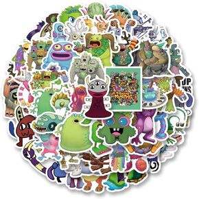63 قطعة من ملصق My Singing Monster، ملصقات فينيل كرتونية لطيفة مقاومة للماء لزجاجة المياه، لوح التزلج، الكمبيوتر المحمول، الهاتف، المجلات، شارات سجل القصاصات لديكور مستلزمات الحفلات in Kuwait