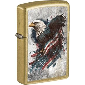 Zippo Lighter: Eagle and Flag, Distressed Look - Street Brass 81682 in Kuwait