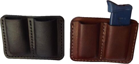 J&J Custom Premium Leather 380 380 Cal Single Stack Double Magazine Carrier Holder Holster W/Belt Clip in Saudi Arabia