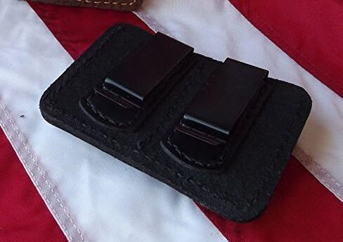 J&J Custom Premium Leather 380 380 Cal Single Stack Double Magazine Carrier Holder Holster W/Belt Clip in Saudi Arabia