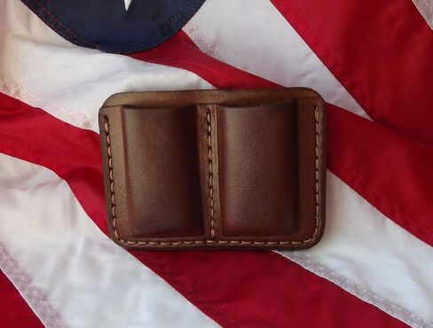 J&J Custom Premium Leather 380 380 Cal Single Stack Double Magazine Carrier Holder Holster W/Belt Clip in Saudi Arabia