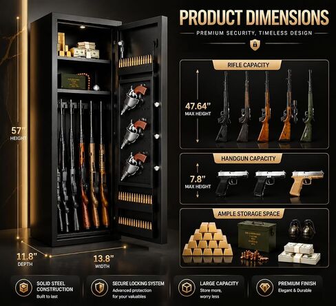 PRESTELION Gun Safe for Rifles and Pistols, 10-12 Rifles Gun Safe in Kuwait