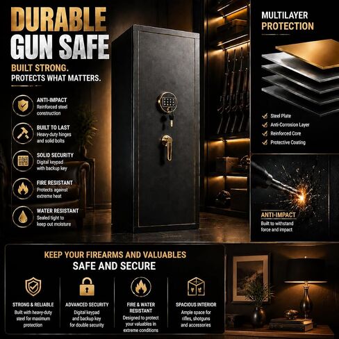 PRESTELION Gun Safe for Rifles and Pistols, 10-12 Rifles Gun Safe in Kuwait