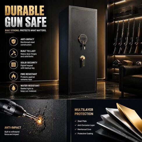 PRESTELION Gun Safe for Rifles and Pistols, 10-12 Rifles Gun Safe in Kuwait