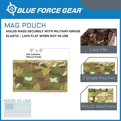 Blue Force Gear MOLLE Mag Pouches, Triple Magazine Pouch, Airsoft Magazines Small Pouches - 9.25 x 5.5 x 0.13 Inches in Kuwait