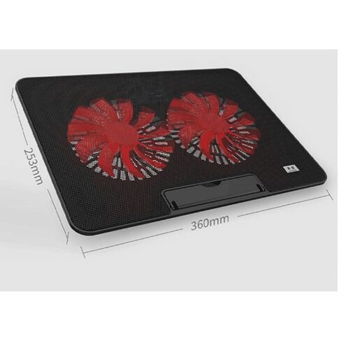 Laptop Cooling Pad, LED Fan, Two-Way Fan, LCD Display Controller, Power Supply, Up to 17, Non-Slip Mat, Black Grid in Saudi Arabia