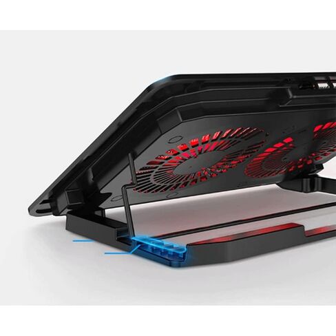 Laptop Cooling Pad, LED Fan, Two-Way Fan, LCD Display Controller, Power Supply, Up to 17, Non-Slip Mat, Black Grid in Saudi Arabia