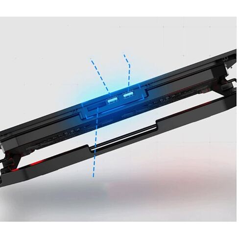 Laptop Cooling Pad, LED Fan, Two-Way Fan, LCD Display Controller, Power Supply, Up to 17, Non-Slip Mat, Black Grid in Saudi Arabia