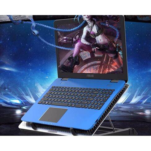 Steel Mesh Panel LED Fan Adjustable Speed Control 10 "-17" Laptop Cooling Pad, Bracket in Saudi Arabia