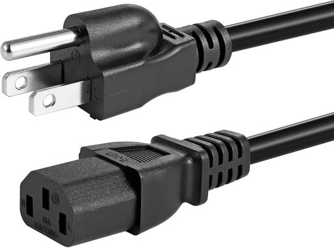 Premium Replacement AC Power Cord - VSEER 18AWG Universal 3 Prong Computer TV Power Cord for NEMA 5-15P to IEC320 C13 Cable, Black (6 FT) in Kuwait