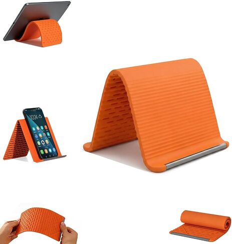 FAGOBYX Portable Flexible Silicone Aluminum Phone Holder,Bendable Foldable Design,Silicone Phone Stand with Aluminum,Flexible Foldable Phone Holder for Tablet Laptop Desk Travel Non-Slip(1-Pack) in Kuwait