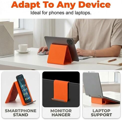 FAGOBYX Portable Flexible Silicone Aluminum Phone Holder,Bendable Foldable Design,Silicone Phone Stand with Aluminum,Flexible Foldable Phone Holder for Tablet Laptop Desk Travel Non-Slip(1-Pack) in Kuwait